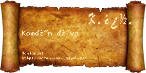Komán Éva névjegykártya